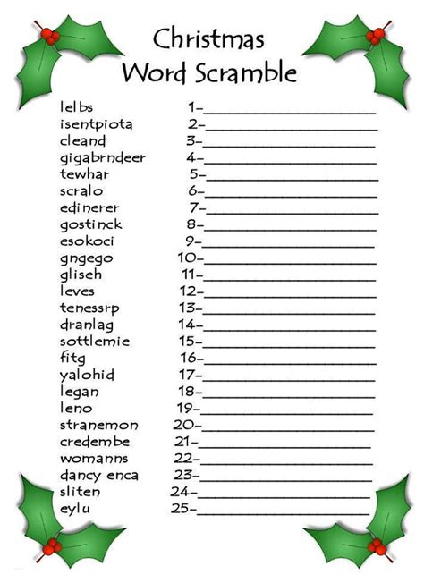 10 Christmas Scramble Words With Answers