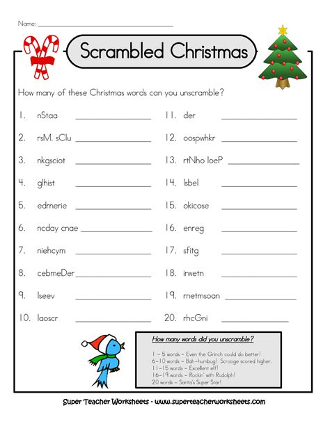 20 Christmas Word Scrambles To Unscramble