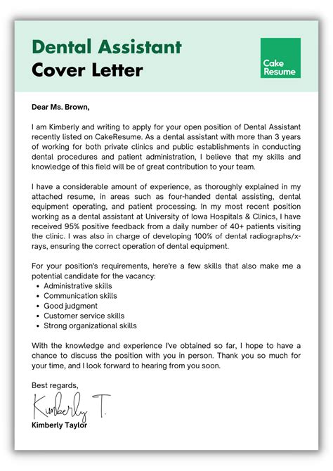 5 Dental Assistant Cover Letter Examples That Work