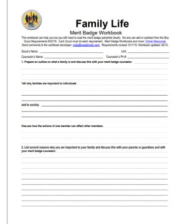 5 Tips To Complete Merit Badge Family Life Worksheet