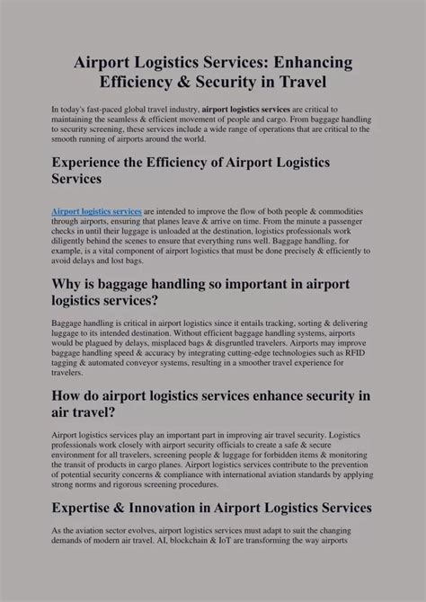 Airport Logistics Park: Enhancing Efficiency And Growth