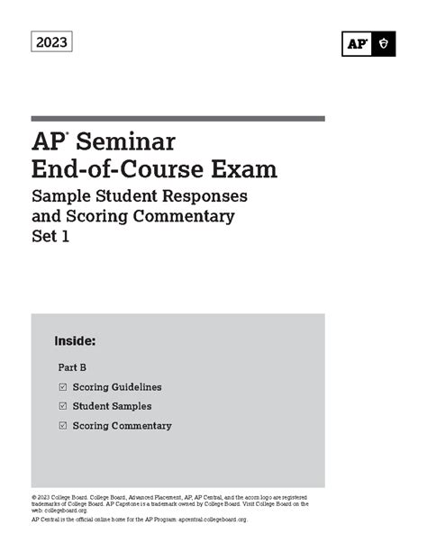 Ap Seminar 2023 Student Samples And Scoring Guide