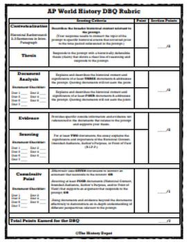 Ap World History Dbq Scoring Rubric Guide