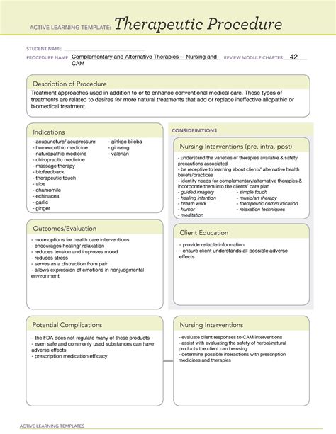 Ati Therapeutic Procedure Template Guide For Healthcare Professionals