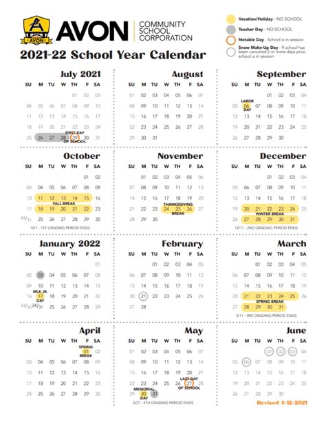 Avon 2024 School Calendar Dates And Holidays