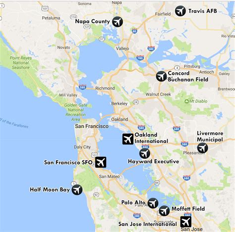 Bay Area Airports Map And Travel Guide