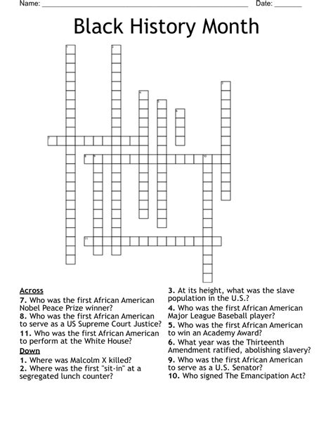 Black History Month Crossword Abbreviations Explained