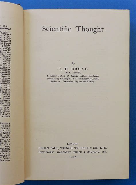 C.D. Broad: Pioneering Scientific Thought