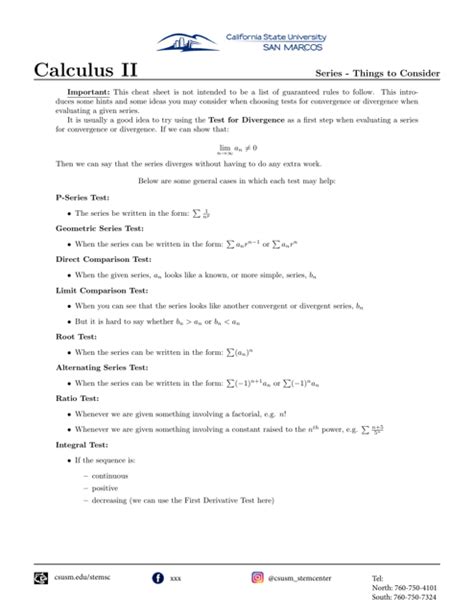 Calculus 2 Cheat Sheet For Students