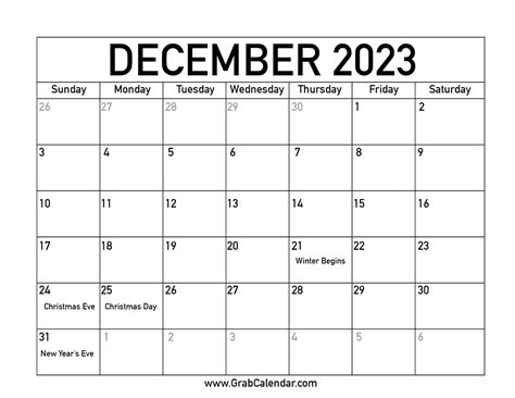 December 2023 Printable Calendar Templates