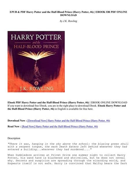 Download Harry Potter Half Blood Prince Pdf Free