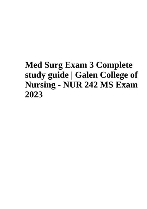 Galen Medsurg Exam Prep With Quizlet Study Guide