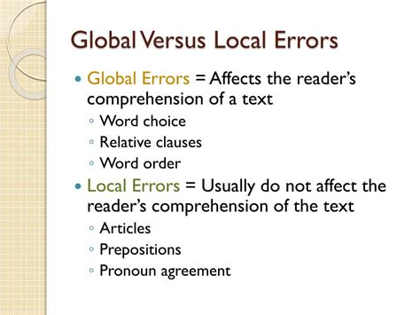 Global Errors In English Language Learning