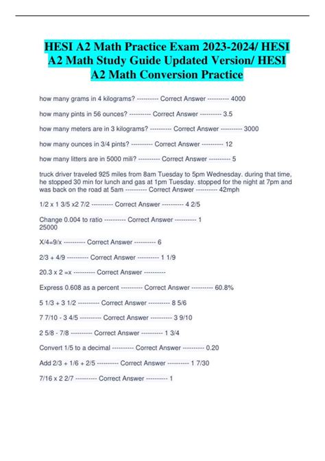 Hesi A2 Math Practice Test Questions And Study Guide