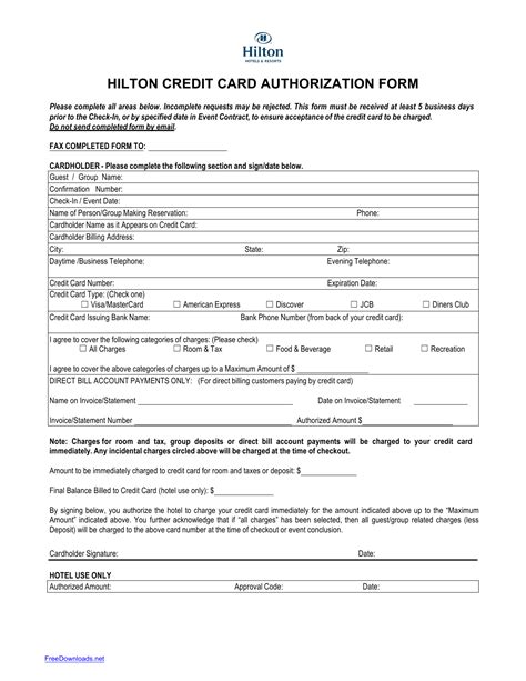 Hilton Credit Card Authorization Form Made Easy