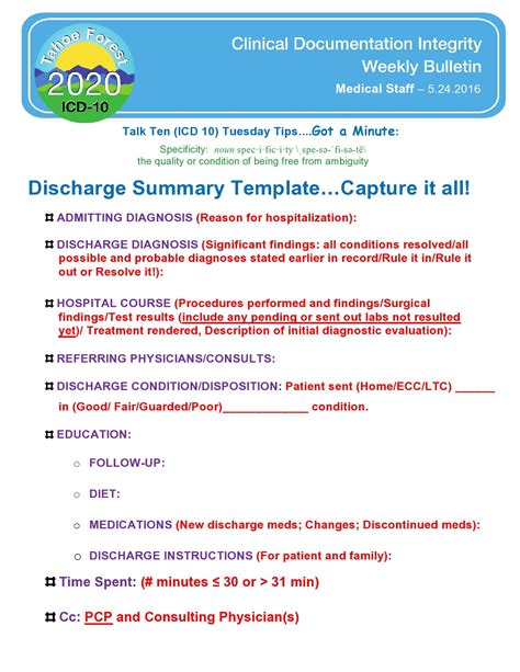 Hospital Discharge Summary Course Examples And Guidelines