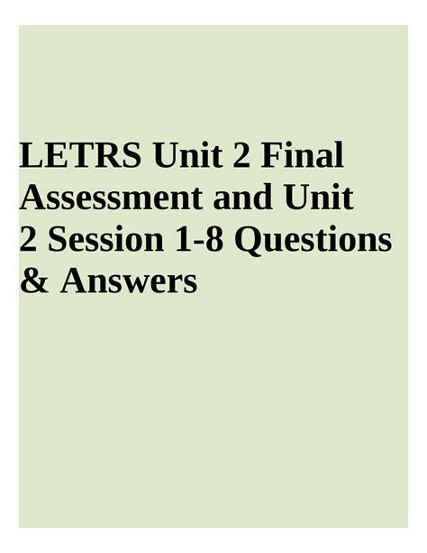 Letrs Unit 8 Session 2: Strengthening Literacy Foundations