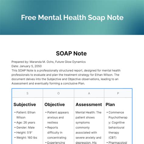 Mental Health Soap Note Example