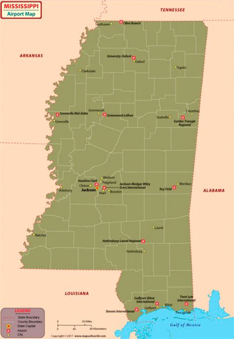 Mississippi Airports Map And Travel Guide