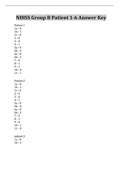 Nihss Answers Group B Explained