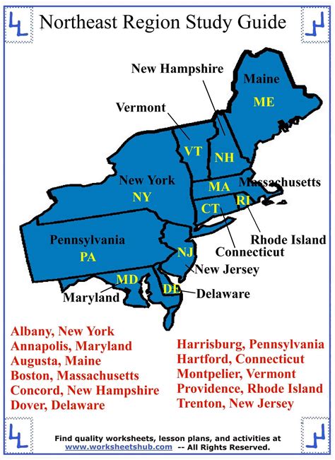 Northeast Us Map With State Capitals Guide