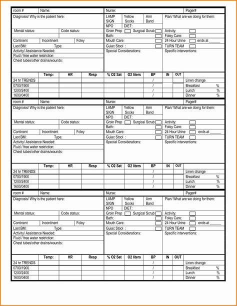 Nursing Shift Change Report Sheet Template And Best Practices