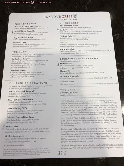 Pga Tour Grill Columbus Airport Menu Guide