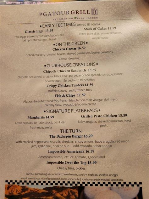 Pga Tour Grill Menu At Las Vegas Airport