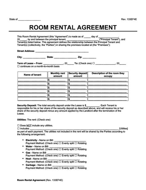 Room Rental Contract Sample Template And Essentials