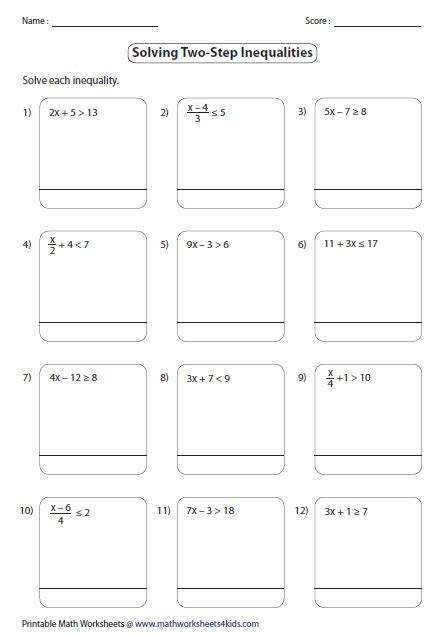 Solving Multi-Step Inequalities Made Easy With Practice Worksheets