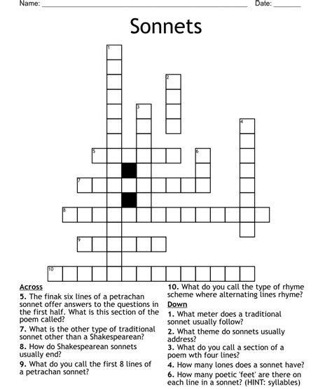 Solving Sonnets Crossword: A Guide To Poetic Segments