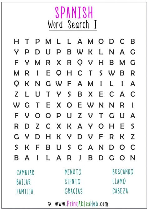 Spanish Word Search Puzzle Fun For All Ages