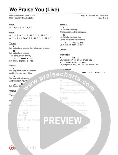 We Praise You Chords And Lyrics Simplified
